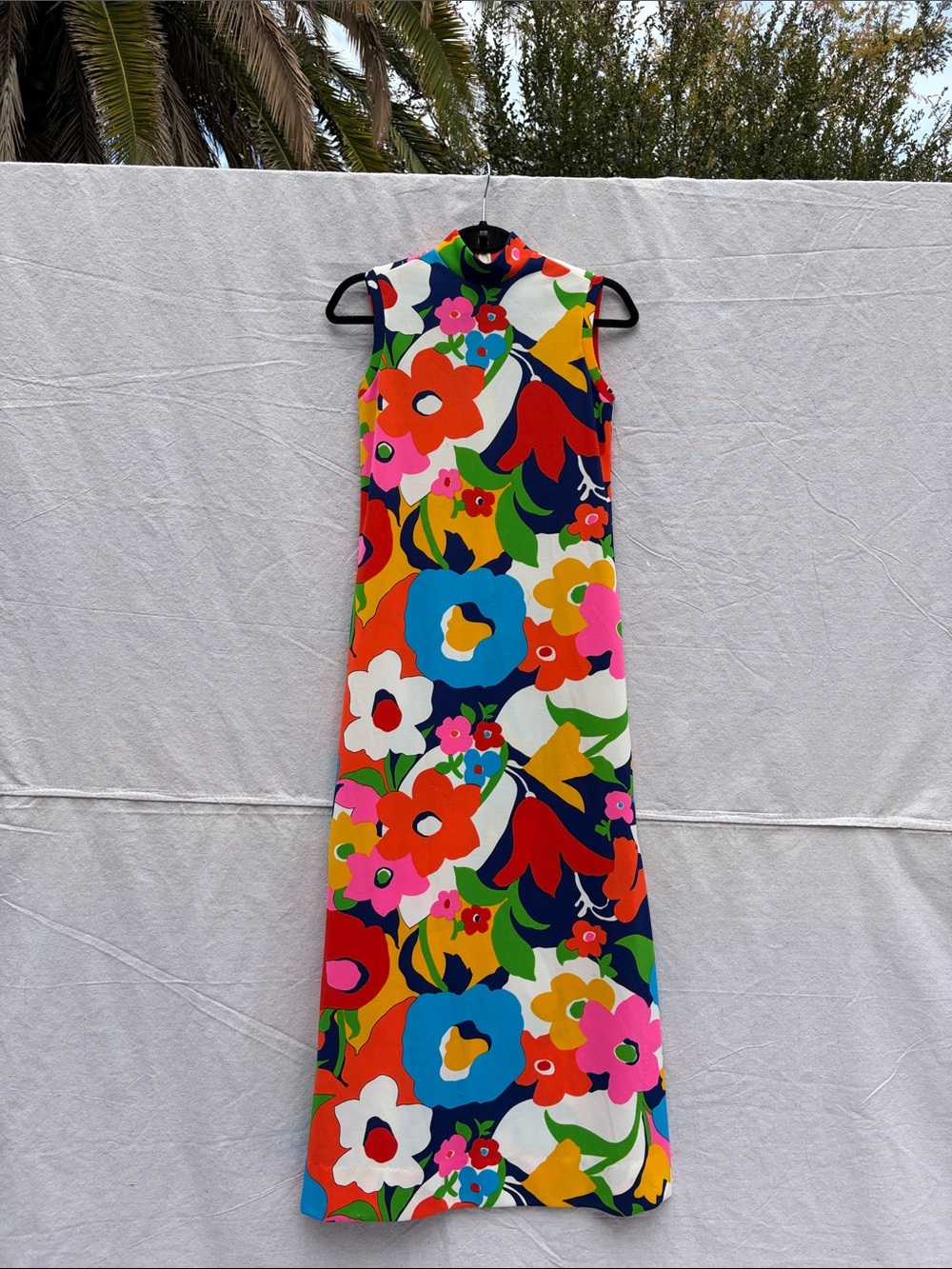 Sleeveless High-Neck Floral Maxi Dress - Multicolor